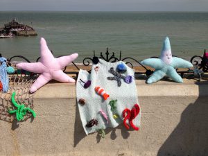 knitted starfish on Broadstairs beach